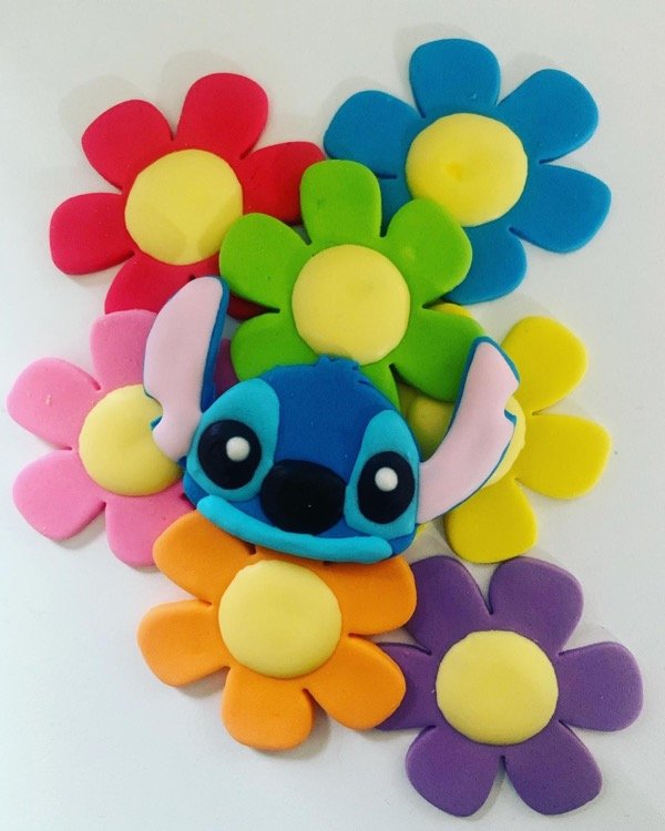 Producto - Caritas de Stitch en pastillaje x12 unidades