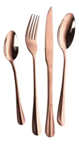 Producto - Set X 24 Cubiertos Acero Inox Kremer New York Gold Rose Cb Color Rosa