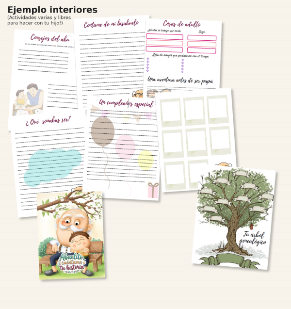 Producto - Kit Imprimible Abuelo Cuentame tu historia Fotolibro Diario Agenda Recuerdos - 1