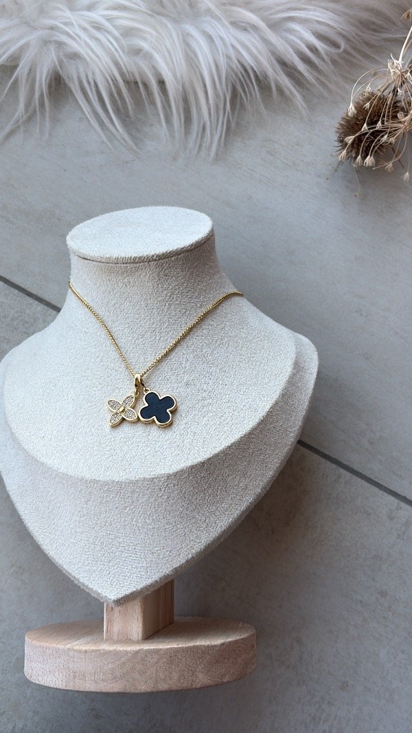 Producto - Collar acero dorado doble l