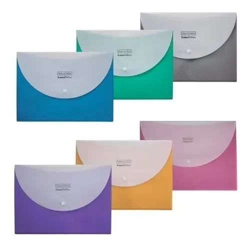 Producto - Carpeta Sobre Plastico A4 Horizontal Tapa Con Boton Surtido