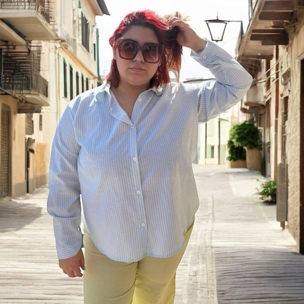 Producto - Camisa Rayada talle grande verano poplin