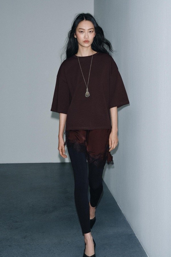 Producto - Remera Megan combinada encaje Marrón