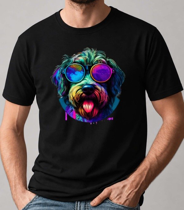 Producto - Remeras Negras Unisex Gatos y Perros Psicodelicos - 3