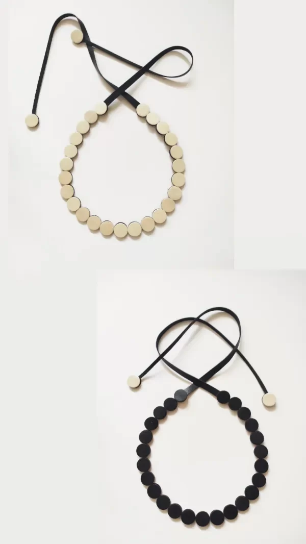 Producto - Collar Mini Perla Bifaz.Marfil+Negro - 2