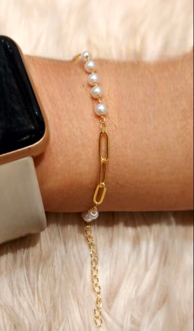 Producto - Pulcera Acero Dorado y Perlas