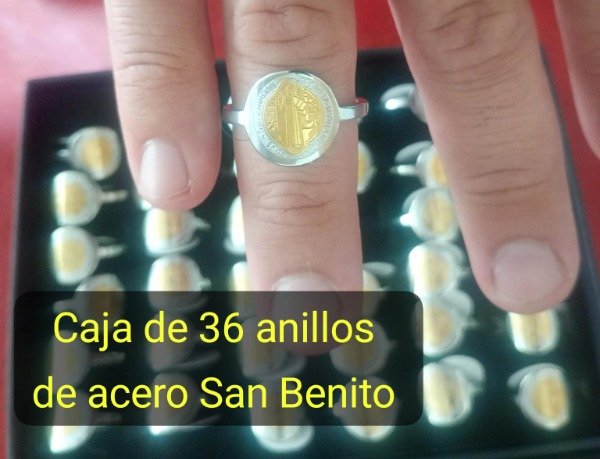 Producto - Caja de 36 anillos de acero San Benito