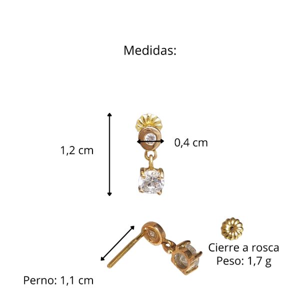 Producto - Aros Colgantes Oro 18kt Punto de Luz Susanito a Rosca - 6