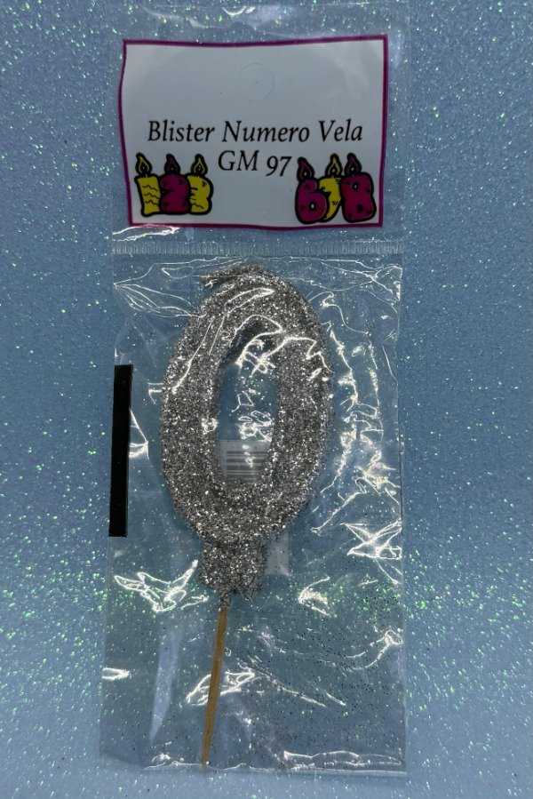 Producto - VELA DE NUMERO CON GLITTER PLATEADO