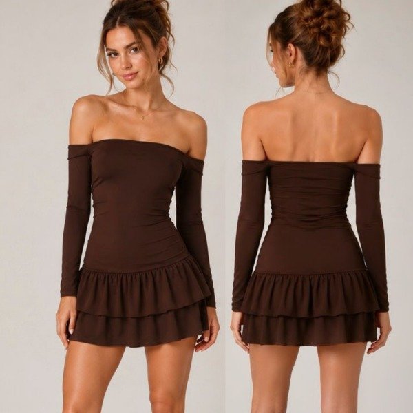 Producto - (#4104) VEST.STRAPLES CON MANGA Y VOLADOS