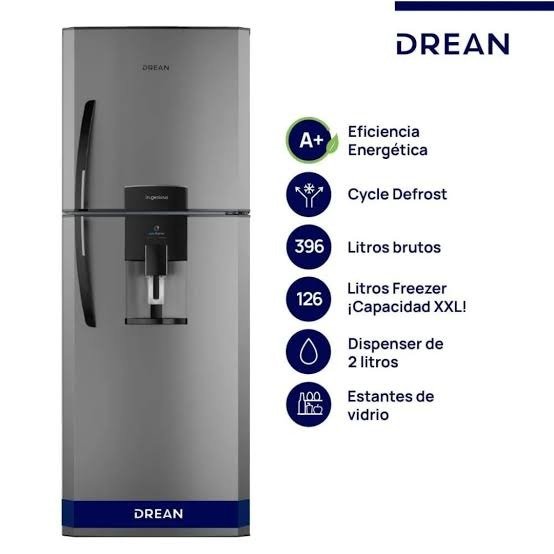 Producto - HELADERA DREAN HDR400 396LTS SILVER CON DISPENSER