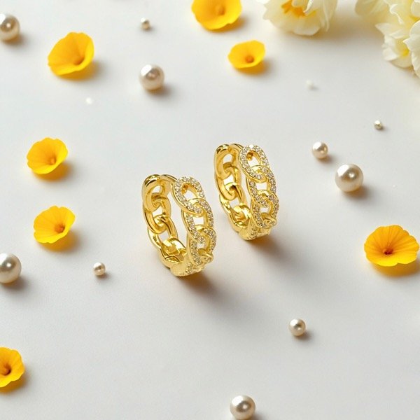 Producto - Aros argollas trenzados con piedras Cubic