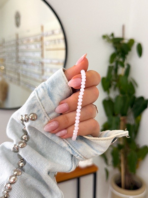 Producto - Pulsera acero quirúrgico mostacillas rositas