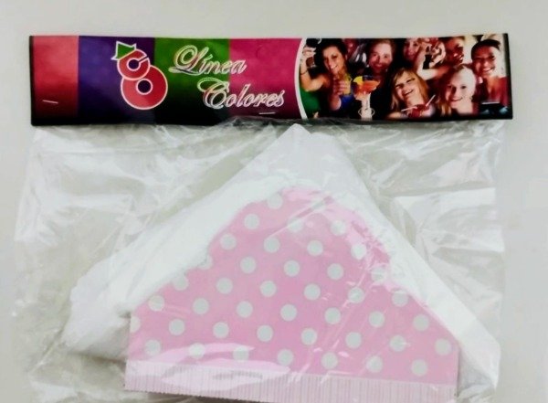 Producto - Servilletero con servilletas rosa con lunares blanco