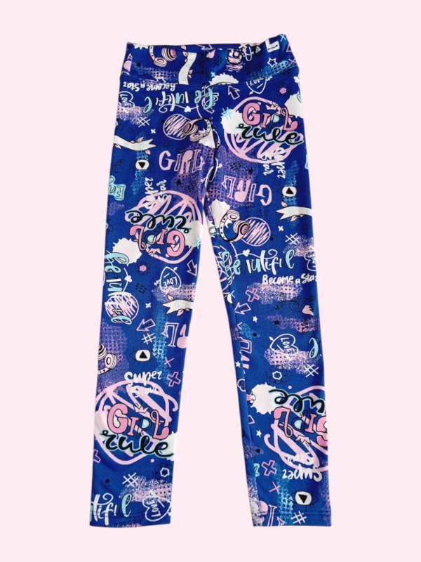 Producto - Calza azul oscuro con detalles rosa y blanco 6/7 años