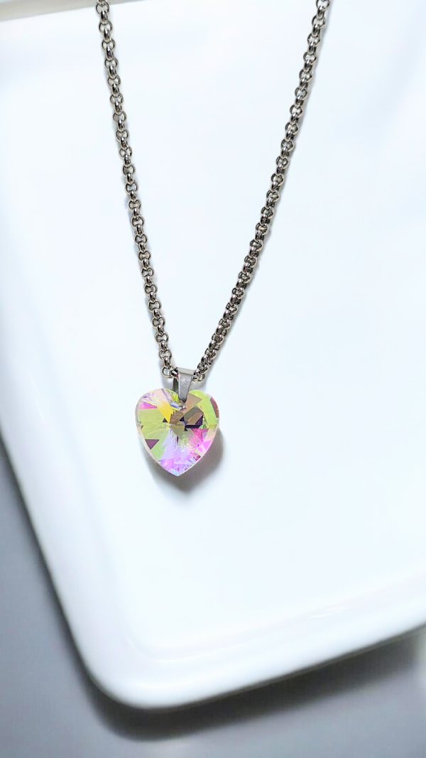 Producto - Conjunto corazón de cristal blanco