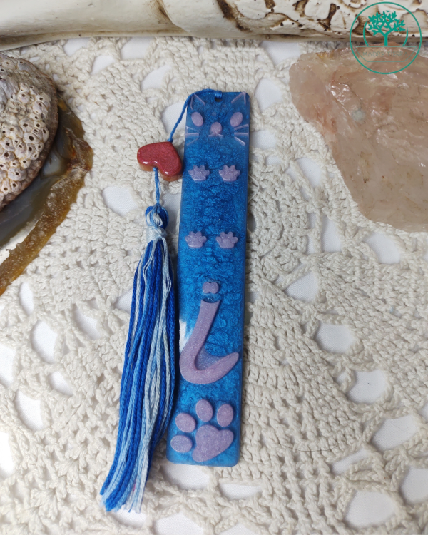 Producto - Marcadores de Libros, Cuadernos, Resina Epoxi Gatito azul