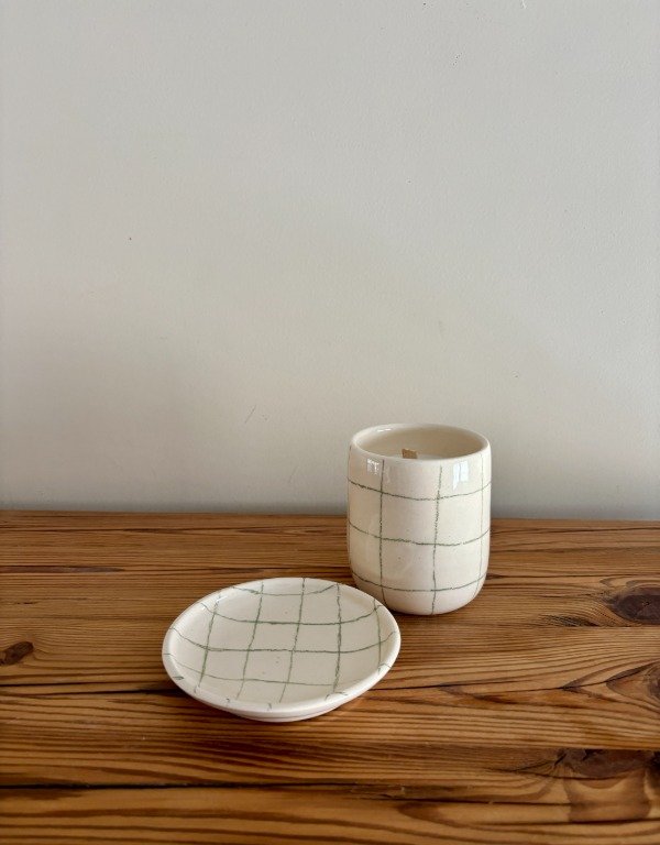 Producto - Vaso con plato cuadrille verde - ENTREGA INMEDIATA - 1