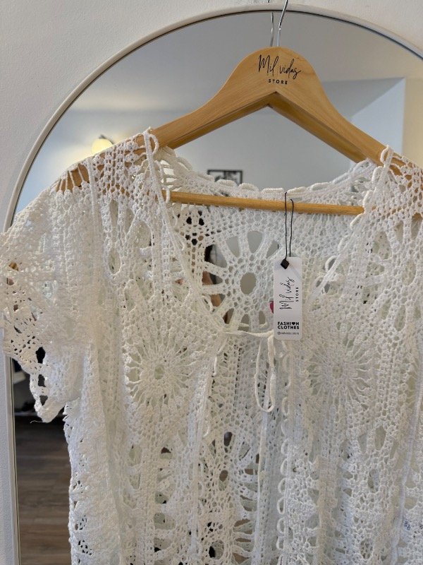 Producto - Saco Emma crochet blanco - 2
