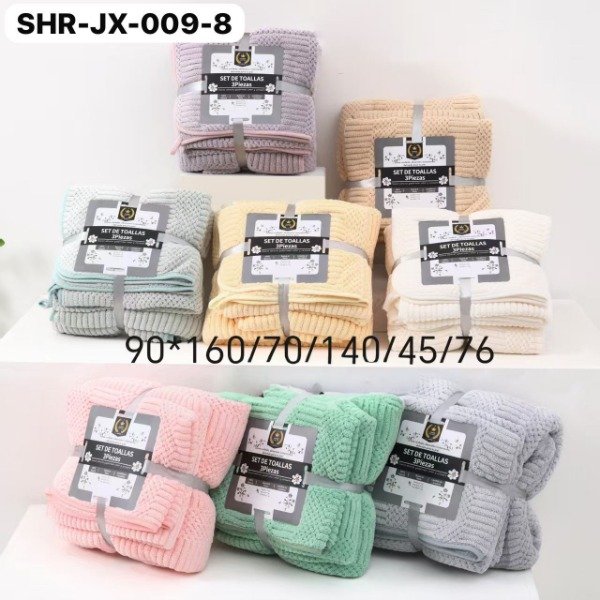 Producto - TOALLAS JUEGO DE 3PZ SECADO RAPIDO (TOALLON GRANDE- TOALLA - CARA) 009 (x6)