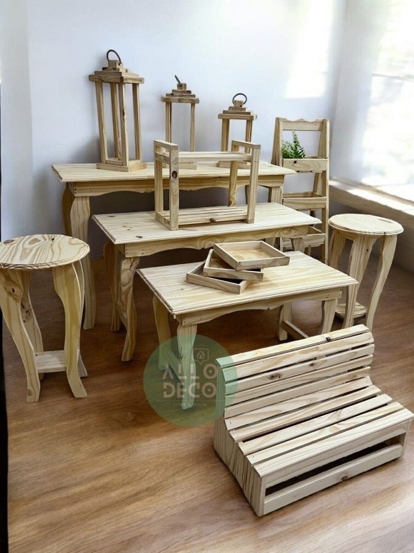 Producto - Combo Candy Bar Completo Fiestas Madera Pino X 11 Productos Madera Faroles