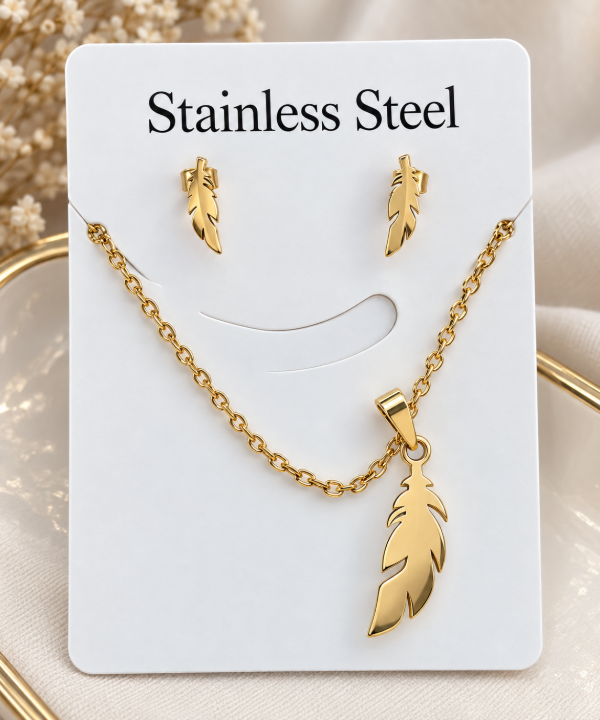 Producto - Conjunto de acero dorado aro + cadena