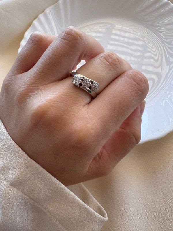 Producto - Anillo florcitas cristal - Acero quirurgico