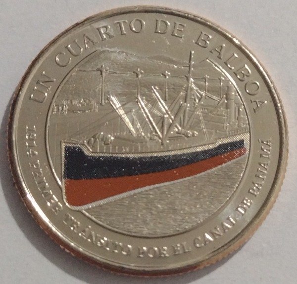 Producto - Panamá 1/4 de Balboa 2016. Primer tránsito por el canal de Panamá (color)
