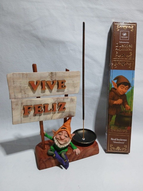 Producto - Porta sahumerio artesanal vive feliz + SAHUMERIOS DE REGALO