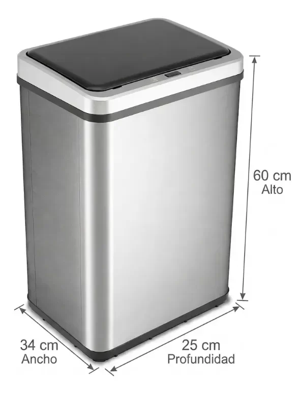 Producto - Tacho De Basura Inteligente Apertura Sensor Acero Inoxidable 50L y 30L Plateado - 7