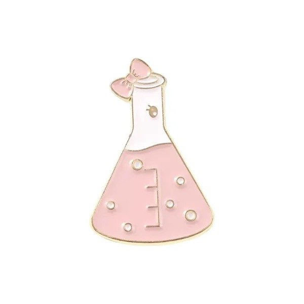 Producto - Pin Ciencia - Matraz Erlenmeyer Rosa con moñito