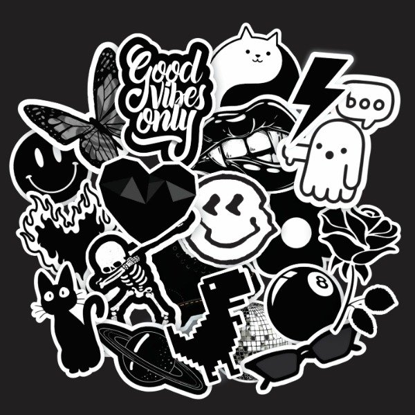 Producto - Pack 20 Stickers Vinilo Uv Premium - Negra