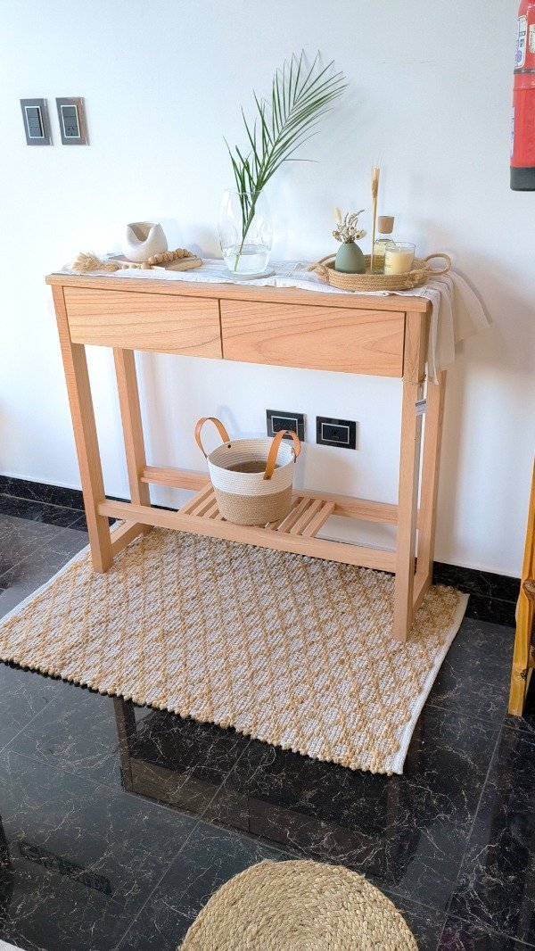 Producto - Alfombra yute/algodón rombos 70 x 1,20 m