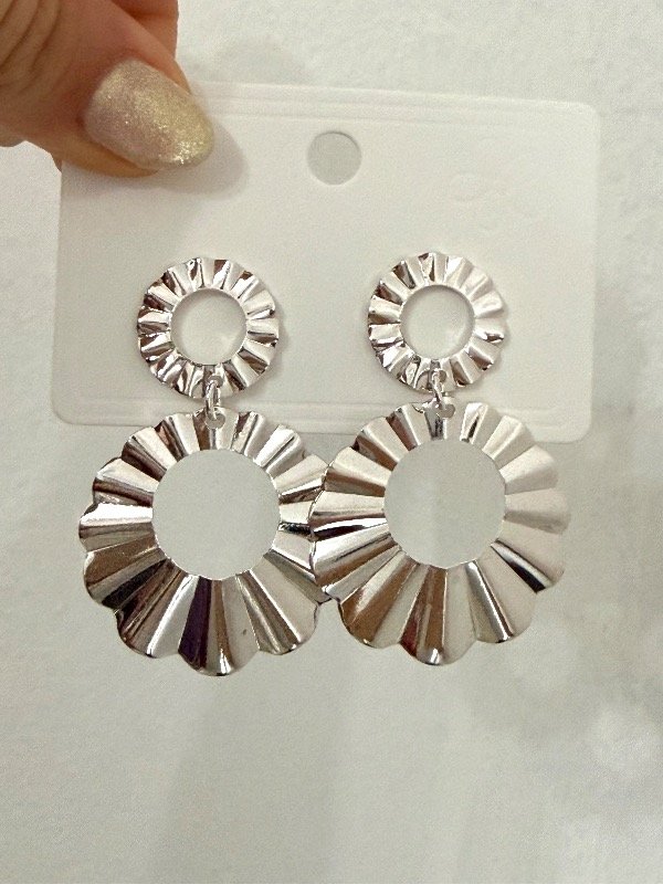 Producto - AB1651 Aros chapones colgantes 5 cm acero blanco