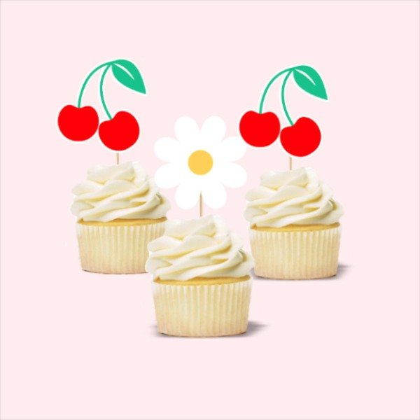 Producto - Topper cupcake Silueta x 6 Cerezas