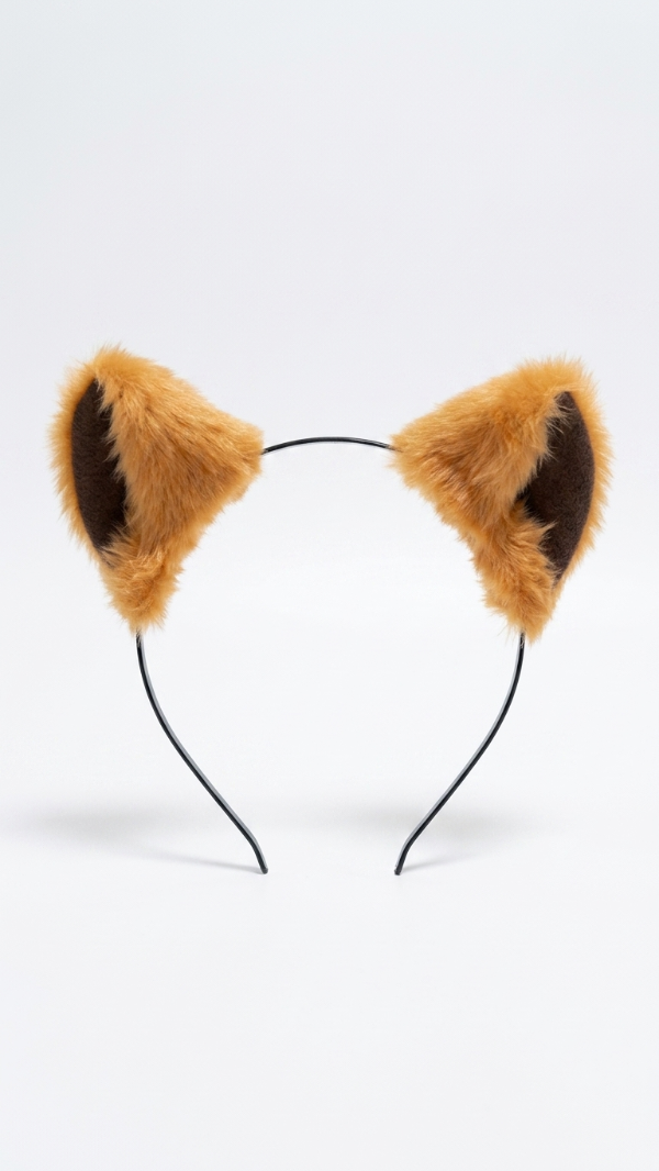 Producto - Vincha de gato, ardilla , lobo peluche color ocre - 0