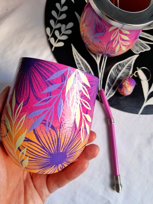 Producto - Mate Marilin Pera Grande fucsia y salmón EN STOCK