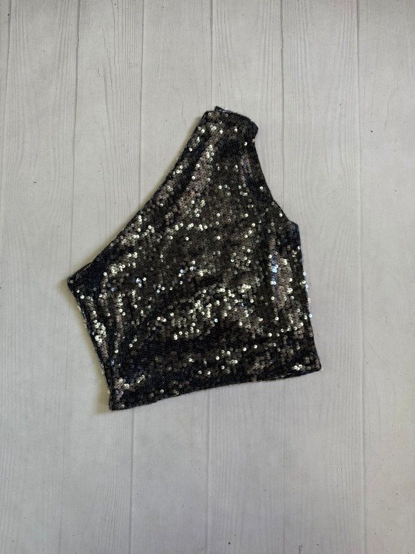 Producto - [5628 1] Top 1 hombro lentejuelas ''Ibiza Silver''