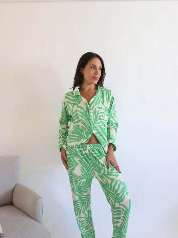 Producto - Pijama largo camisero Morley verde