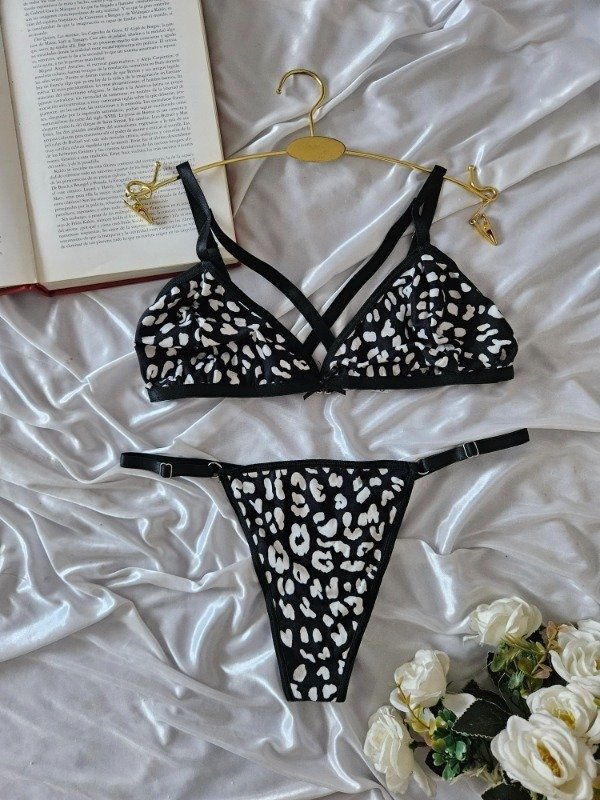 Producto - CONJUNTO DE ALGODÓN DOBLE TIRA (A37 A) NEGRO CON BLANCO