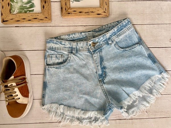 Producto - Short Jean rígido con flecos