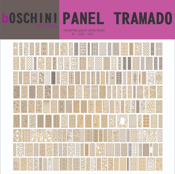 Producto - PANEL Y GUARDAS TRAMADAS  - PACK VECTORES PARA CORTE LASER