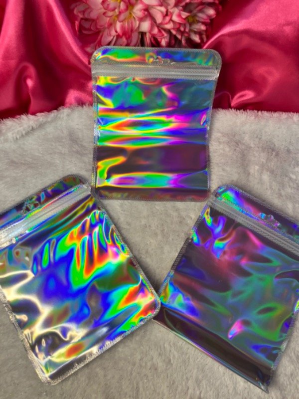Producto - Bolsas Holográfica plata y rosado x10u-15x20cm - 1