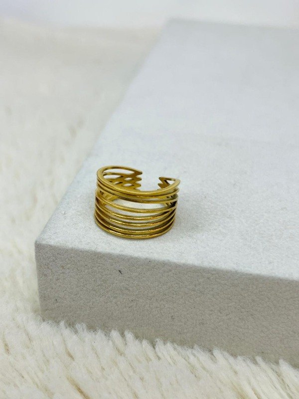 Producto - Anillo layers regulable acero dorado