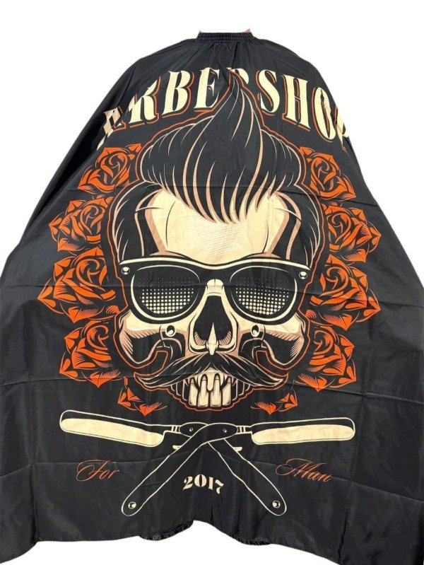 Producto - Capa Para Barberia Peluqueria Impermeable Profesional Calavera Negro