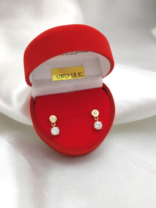 Producto - Aros Colgantes Oro 18kt Punto de Luz Susanito a Rosca - 4