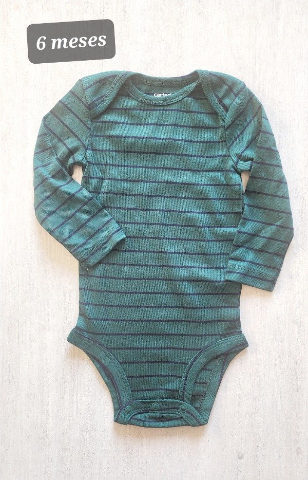 Body manga larga carters 6 meses verde