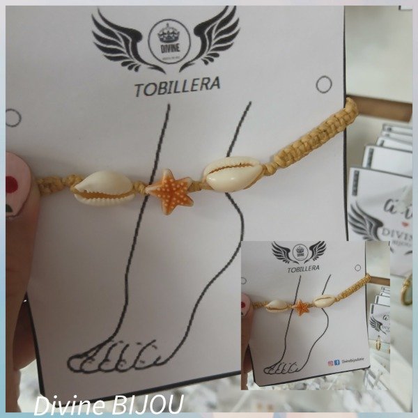 Producto - Tobillera tejida mar caracol beige