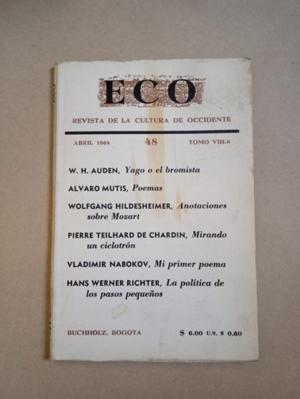Producto - Eco #48 (Tomo VIII-8) - Auden Mutis Hildesheimer De Chardin - Abril 1964