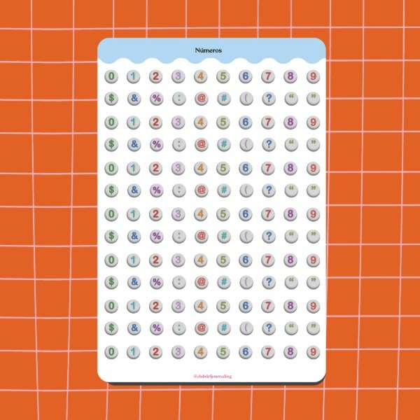 Producto - Stickers Números Mostacilla - Multicolor